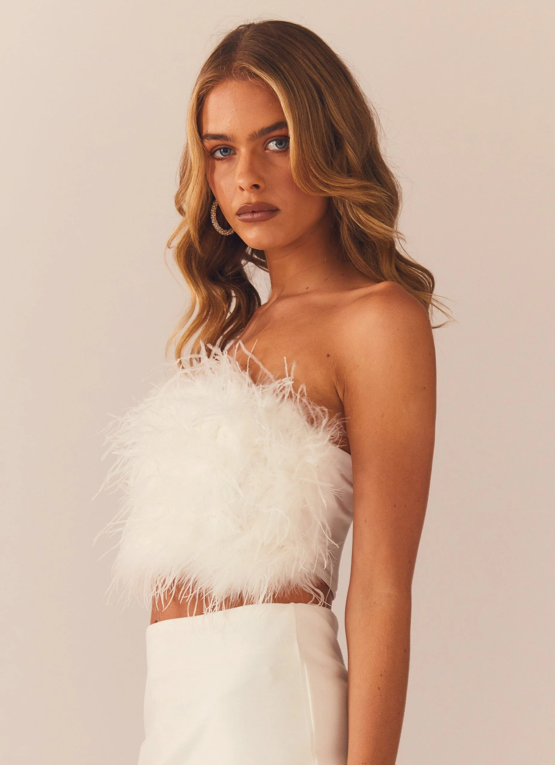 Peppermayo Exclusive The Night Is Ours Feather Crop Top - White 5 Peppermayo Exclusive The Night Is Ours Feather Crop Top - White - Image 5