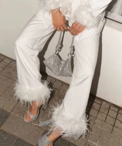 Peppermayo Exclusive Shake It Off Feather Pants - Snow