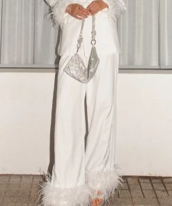 Peppermayo Exclusive Shake It Off Feather Pants - Snow -Peppermayo cloth-shop Peppermayo NYE ShakeItOffFeatherPants 5 scaled