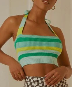 Peppermayo Exclusive Alba Knit Crop - Ocean Stripe