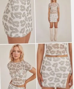 Riley Hubatka X Peppermayo Midnight Kisses Mesh Mini Skirt - Greyscale