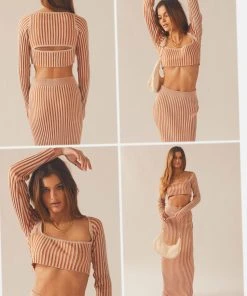 Peppermayo Exclusive Aubrey Two-Tone Rib Top - Terracotta