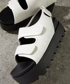 4TH & RECKLESS Hugo Slide - White Croc PU