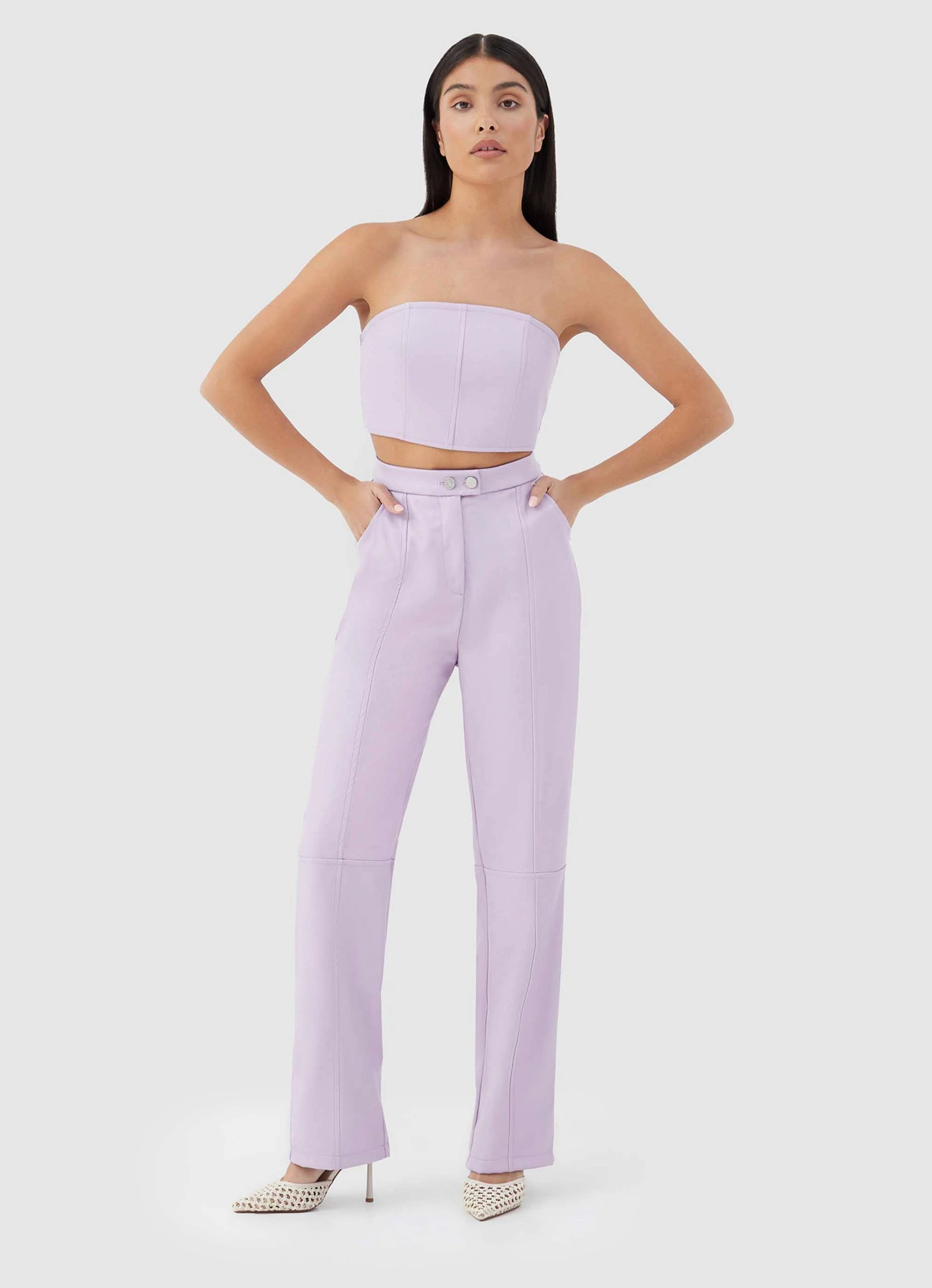 4TH & RECKLESS Tropez Leather Trouser Pant - Lilac 2 4TH & RECKLESS Tropez Leather Trouser Pant - Lilac - Image 2