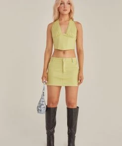Riley Hubatka X Peppermayo Feel The Sun Drill Mini Skirt - Sage