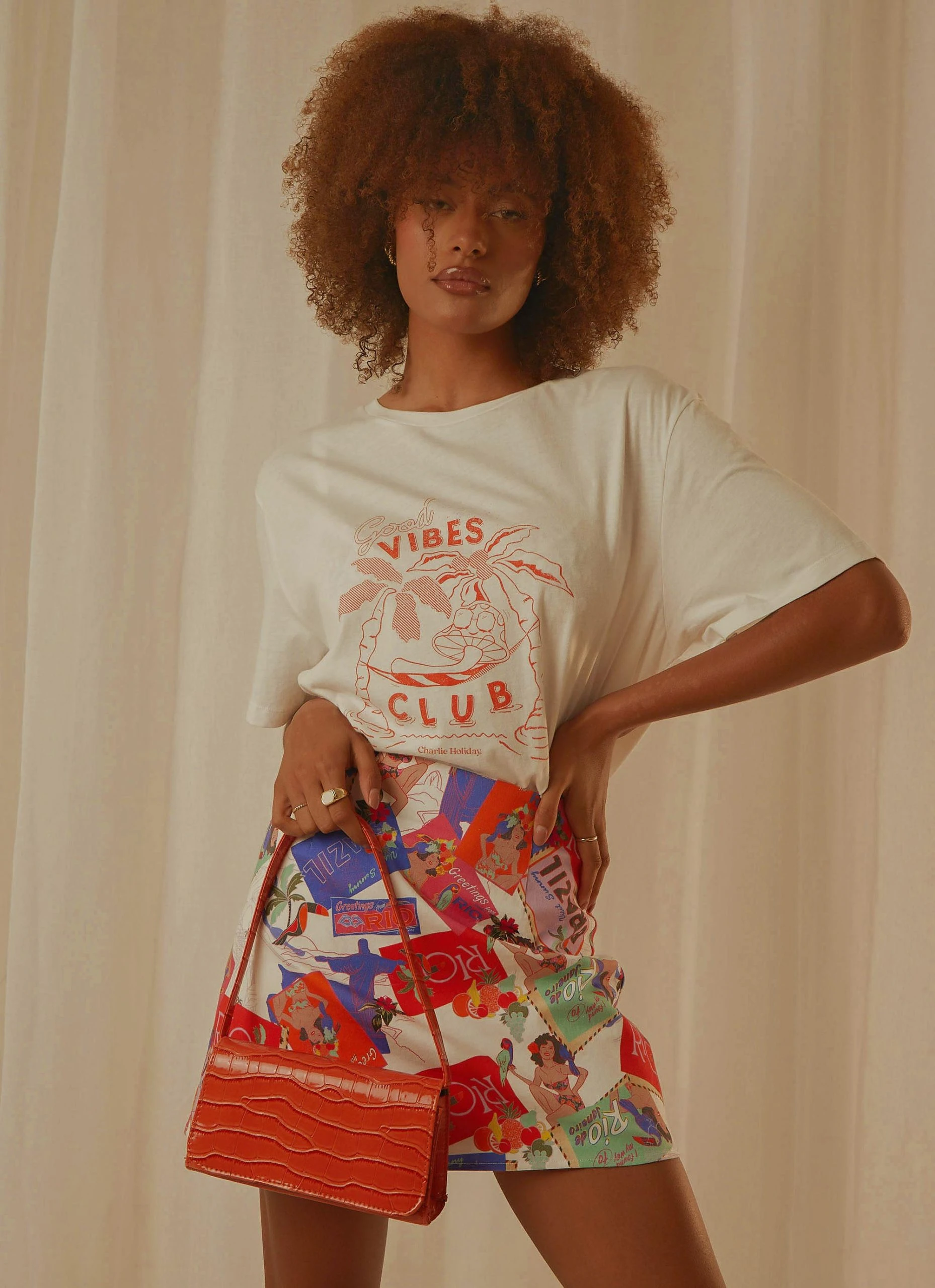 Charlie Holiday Good Vibes Club Boyfriend Tee - White 4 Charlie Holiday Good Vibes Club Boyfriend Tee - White - Image 4