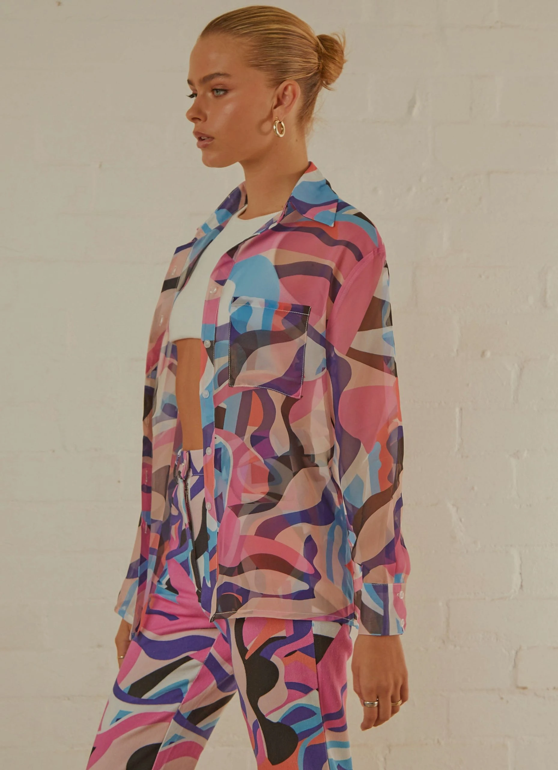 Peppermayo Exclusive Trippy Long Sleeve Sheer Shirt - 80s Retro 4 Peppermayo Exclusive Trippy Long Sleeve Sheer Shirt - 80s Retro - Image 4