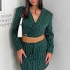 Peppermayo Exclusive Forbidden Suit Skirt - Green Pinstripe