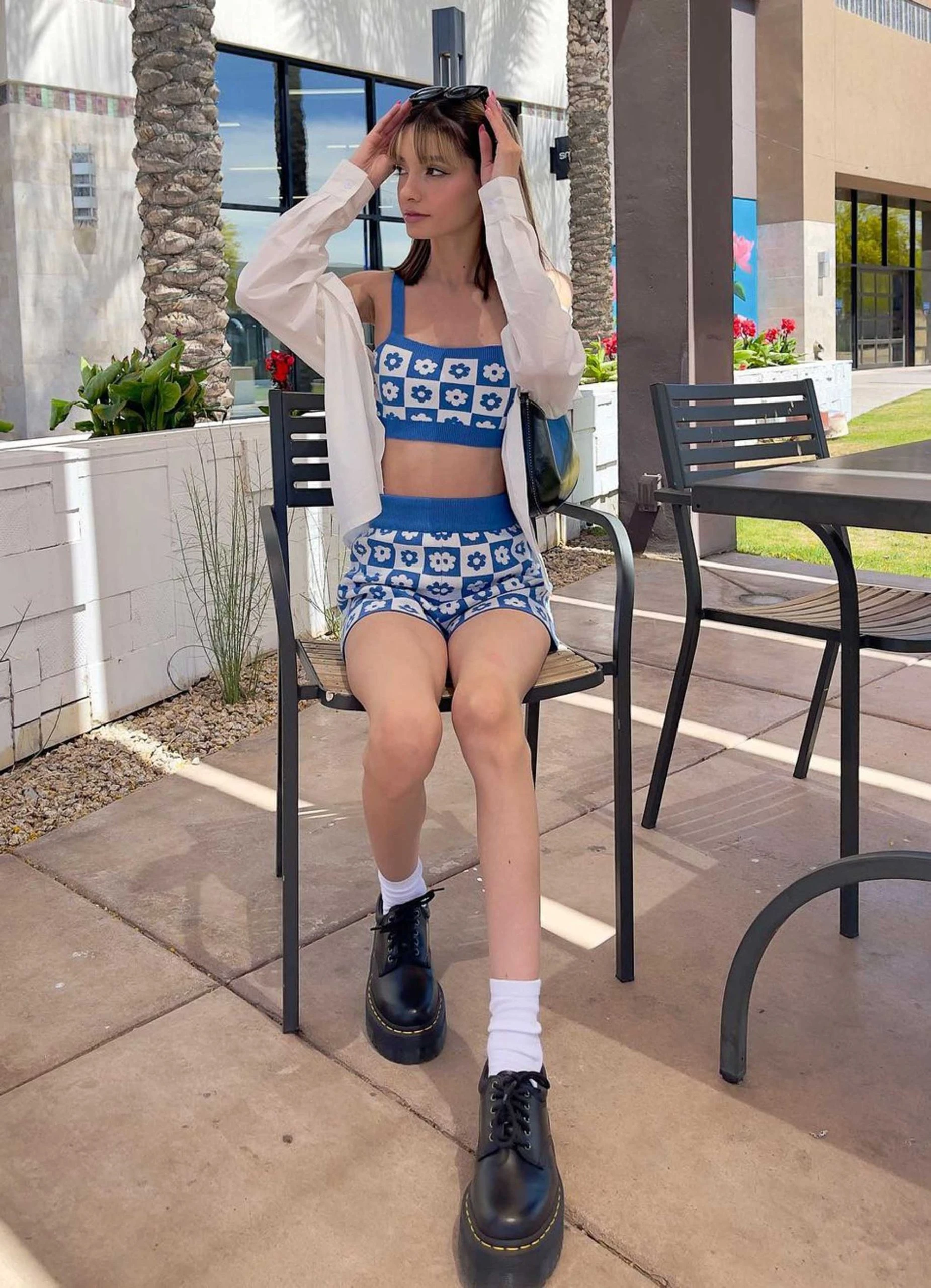 Peppermayo Exclusive Remix It Knit Crop - Mod Blue Floral 2 Peppermayo Exclusive Remix It Knit Crop - Mod Blue Floral - Image 2