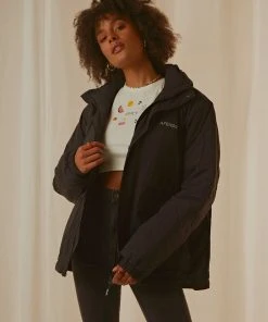 Afends Streetlights Unisex Recyled Nylon Anorak - Black