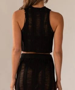 Peppermayo Exclusive Perri Ladder Knit Tank - Black -Peppermayo cloth-shop af88108161704f2a91813655bfa85a30