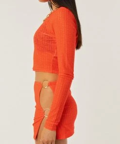 Peppermayo Exclusive Good Luck Charm Mesh Top - Tangerine Monogram -Peppermayo cloth-shop b0d1274d5151449eac4d7f98565bfea2