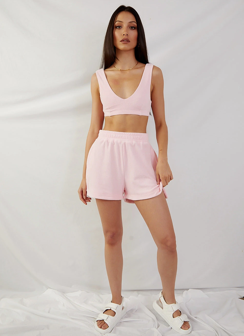 Peppermayo Exclusive Cote Dazur Terry Crop - Pink 3 Peppermayo Exclusive Cote Dazur Terry Crop - Pink - Image 3