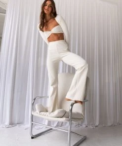 Peppermayo Exclusive Day Club Organic Cotton Rib Pants - Ivory