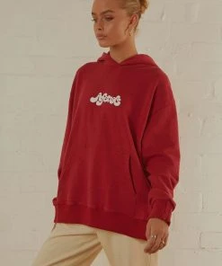 Afends Grow Some Hemp Oversized Hood - Deep Red -Peppermayo cloth-shop b62b964992044a9f9b8d9a2af3d2414f scaled