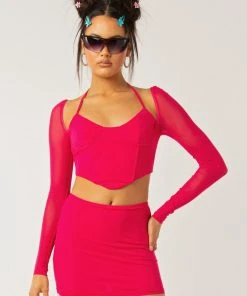 Peppermayo Exclusive Sienna Mesh Halter Top - Magenta -Peppermayo cloth-shop b69eb87a7c564cee89302e9785b72701