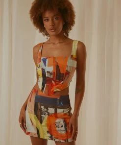 Peppermayo Exclusive Strolling Sunset Bustier Top - PM Film Graphic