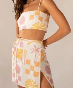 Peppermayo Exclusive Seaside Sweethearts Wrap Mini Skirt - Under The Palms