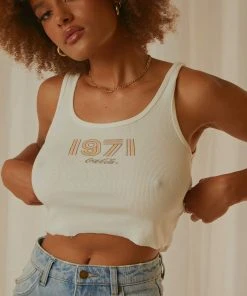Rolla's Coke 1971 Unity Crop Tank - Vintage White