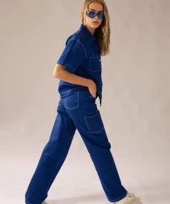 Peppermayo Exclusive Working Overtime Utility Cargo Pants - Blueprint