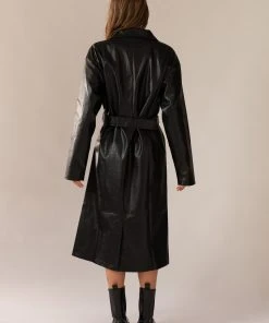 Peppermayo Exclusive Power Mood PU Trench Coat - Black -Peppermayo cloth-shop bc3ee10a73f04e5a9a6a1cded9d71c8c
