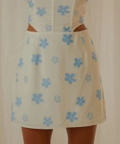 Peppermayo Exclusive Springtime Picnics Mini Skirt - Blue Vista Floral