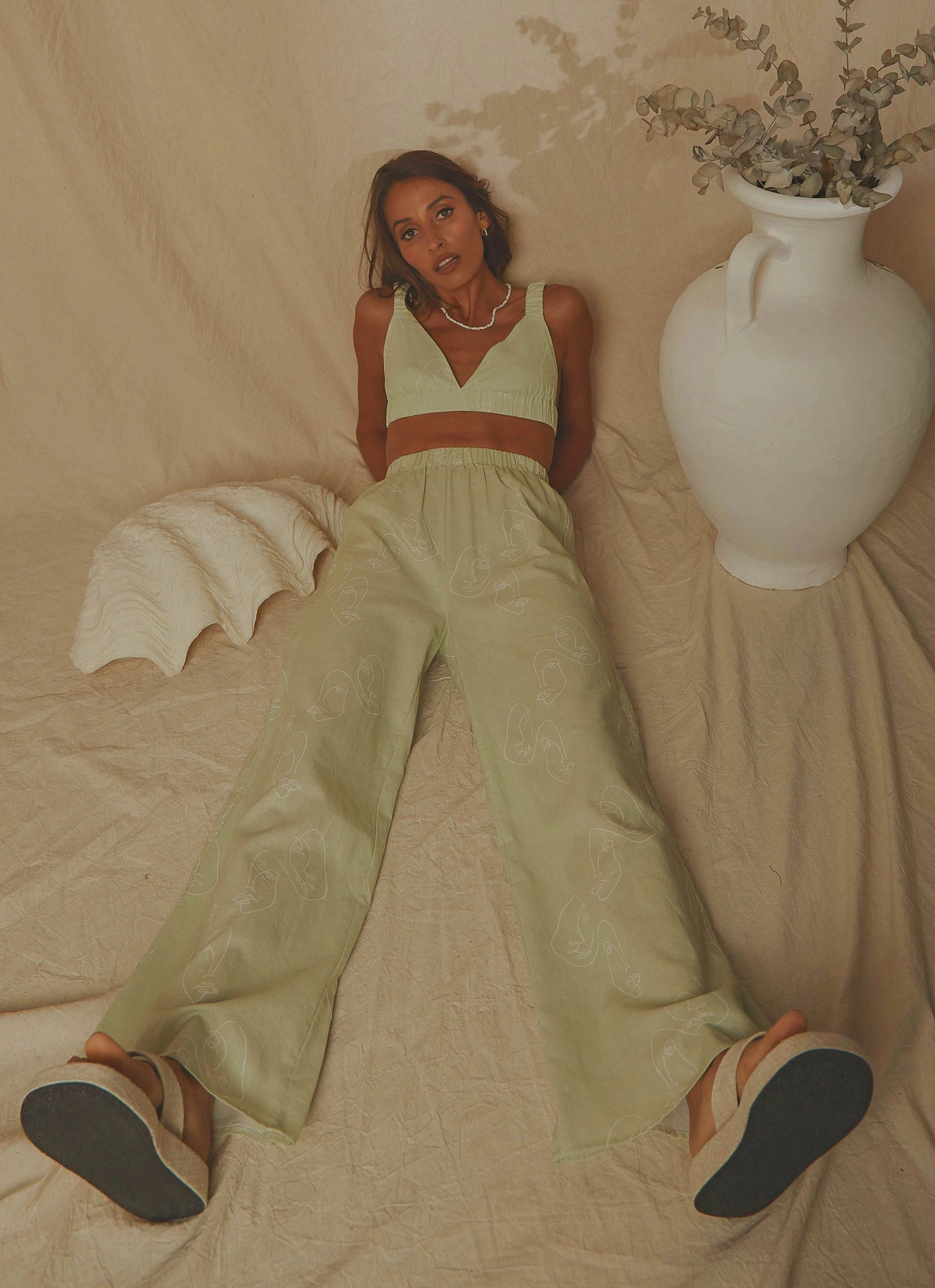 Peppermayo Exclusive Isola Linen Pants - Sage 2 Peppermayo Exclusive Isola Linen Pants - Sage - Image 2