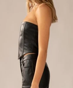 Peppermayo Exclusive Run The Show PU Bustier Top - Black -Peppermayo cloth-shop c2139e5dcbc946b2a89ba655097fd84d