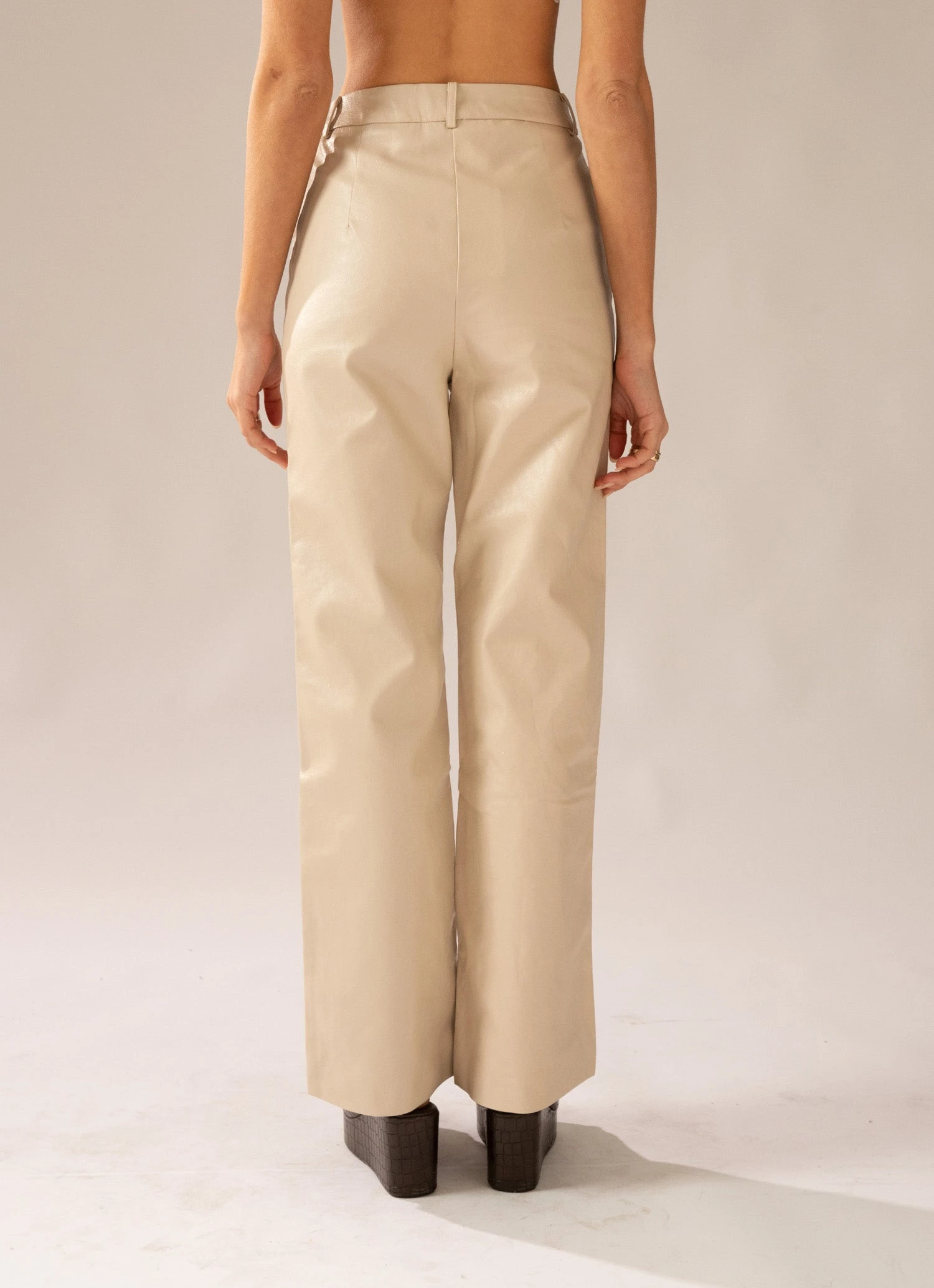 Peppermayo Exclusive Bad To The Bone PU Pants - Stone 6 Peppermayo Exclusive Bad To The Bone PU Pants - Stone - Image 6