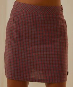 Afends Highland Check Mini Skirt - Red -Peppermayo cloth-shop c7851af84e1a464b880b536d422d851f scaled