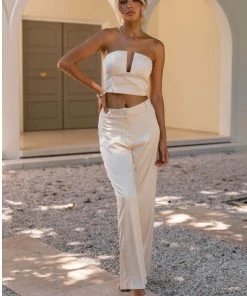 Peppermayo Exclusive The Real Thing Satin Pants - Pearl