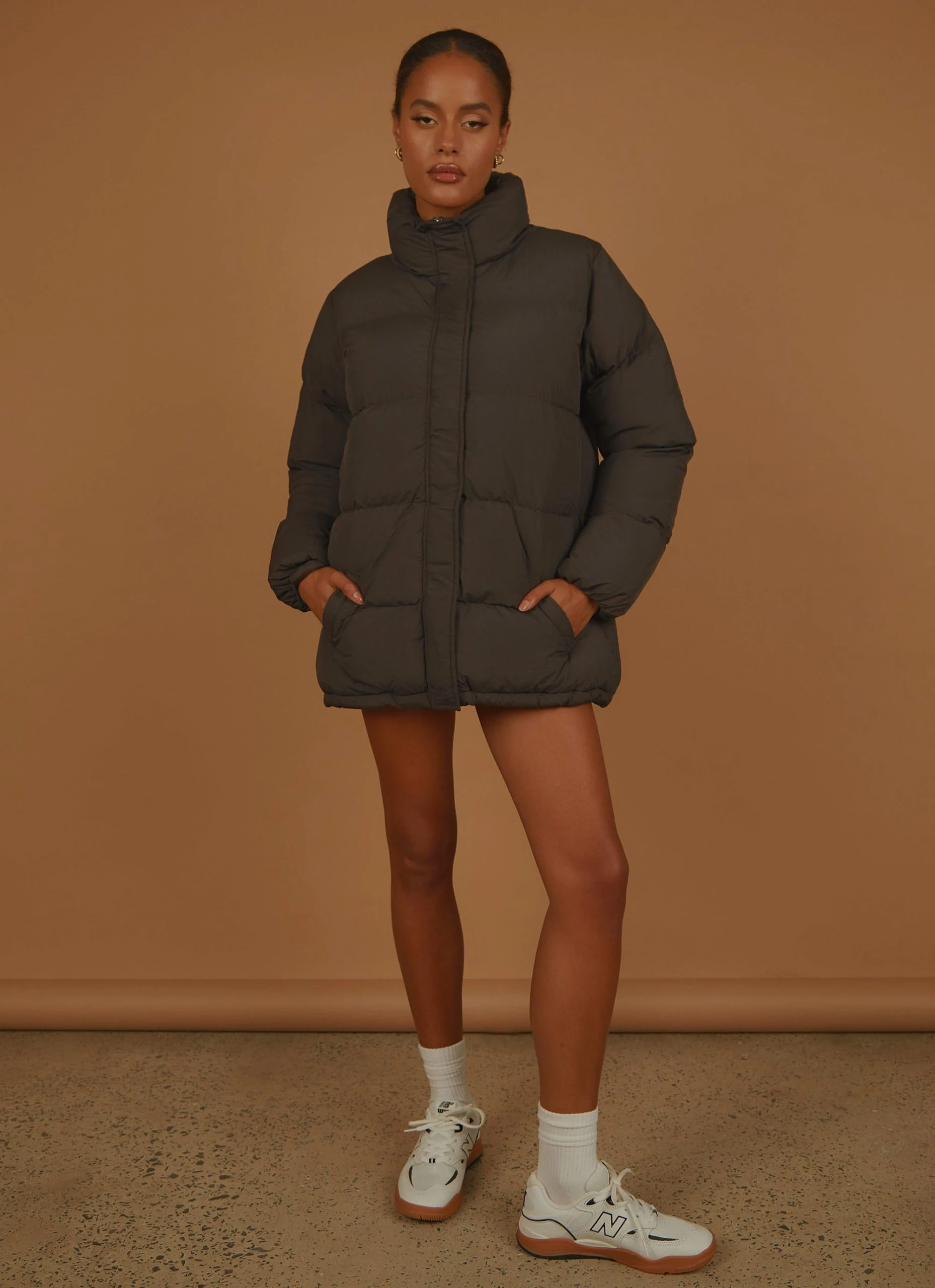 Nude Lucy Topher Longline Puffer - Coal 4 Nude Lucy Topher Longline Puffer - Coal - Image 4
