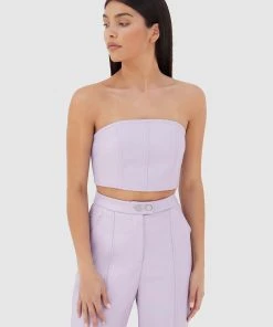 4TH & RECKLESS Tropez Leather Top - Lilac
