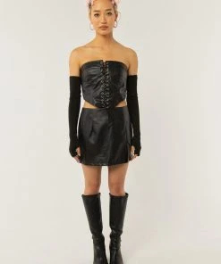 Peppermayo Exclusive Night Turns Into Morning PU Bustier - Black PU -Peppermayo cloth-shop cc106c6ff74e4f7b80dafcaf4a52b610