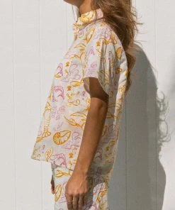 Peppermayo X Rikki Day Entree Linen Short Sleeve Shirt - Oceanus -Peppermayo cloth-shop cc5343bdac3545b283a4205447bc983b