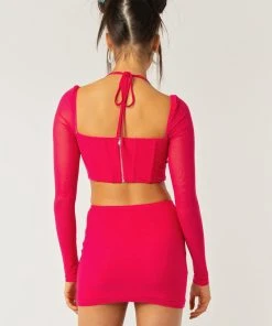 Peppermayo Exclusive Sienna Mesh Halter Top - Magenta -Peppermayo cloth-shop cc89edfbc3454370a38a409e6a410b85