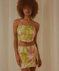 Peppermayo Exclusive Living In The 90s Bustier Top - Retro Swirl