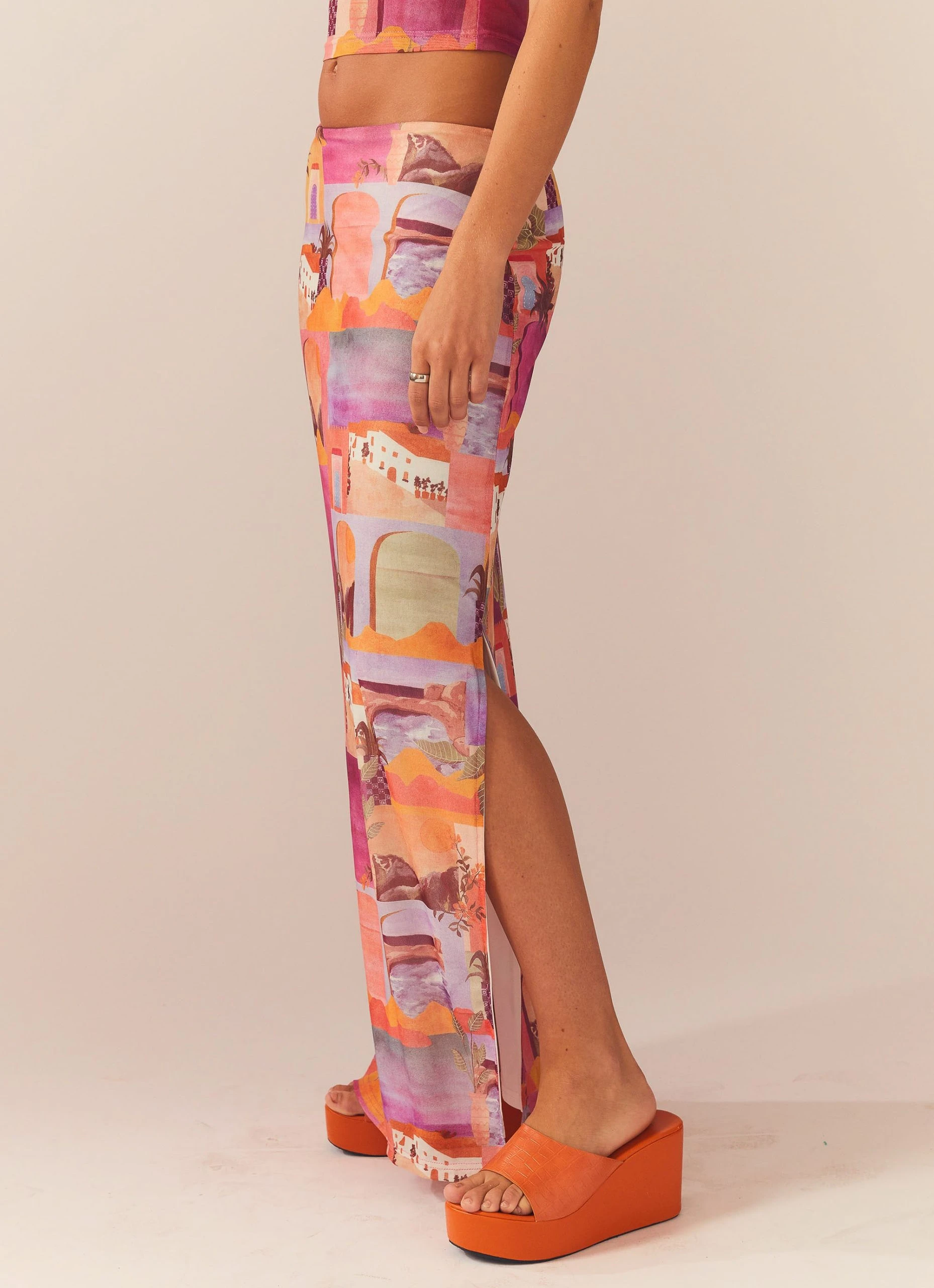 Peppermayo Exclusive The City Meets The Coast Midi Skirt - Sunset Building 2 Peppermayo Exclusive The City Meets The Coast Midi Skirt - Sunset Building - Image 2
