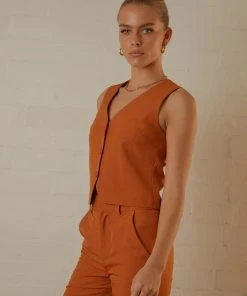 Peppermayo Exclusive Tess Suit Vest - Terracotta