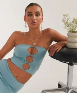 Silk X Peppermayo Organic Forms Tube Top - Antiqued Aqua