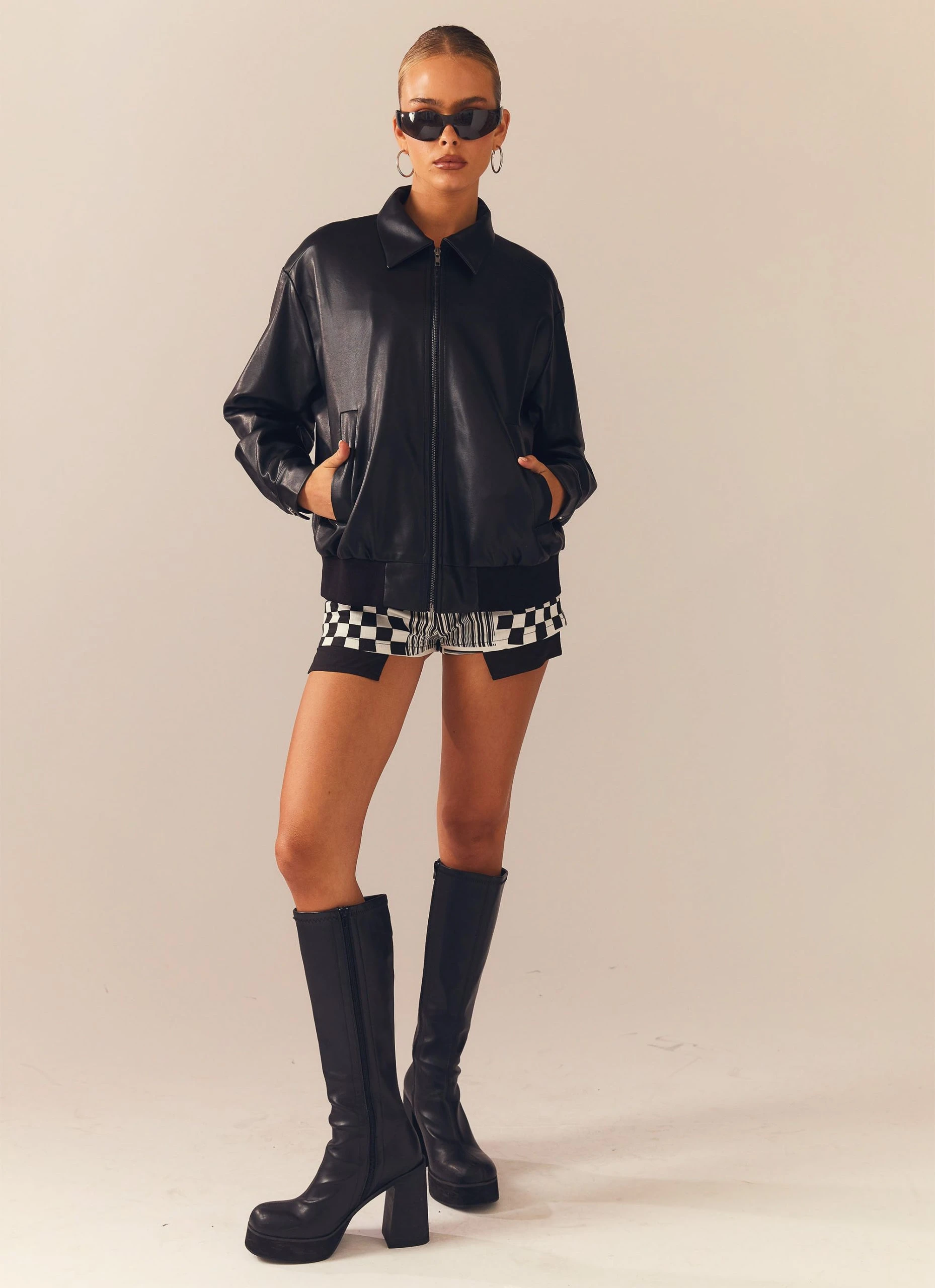 Peppermayo Exclusive Lone Ranger PU Bomber Jacket - Ink 4 Peppermayo Exclusive Lone Ranger PU Bomber Jacket - Ink - Image 4