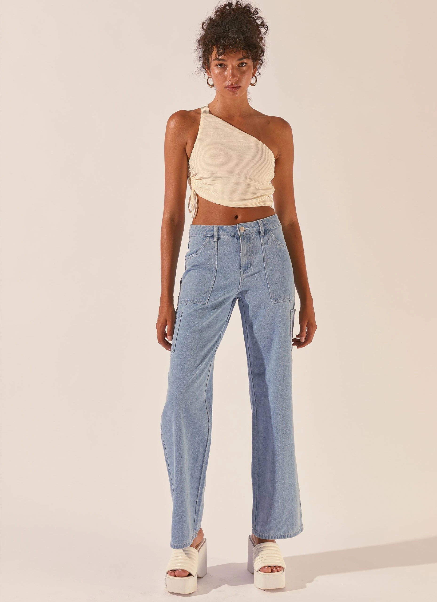 Peppermayo Exclusive Make It Better Plisse Crop Top - Ivory 4 Peppermayo Exclusive Make It Better Plisse Crop Top - Ivory - Image 4