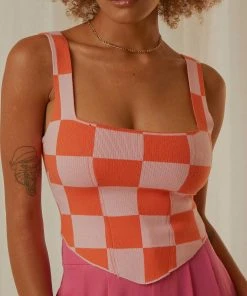 Peppermayo Exclusive Alfresco Nights Bustier Top - Pink Check