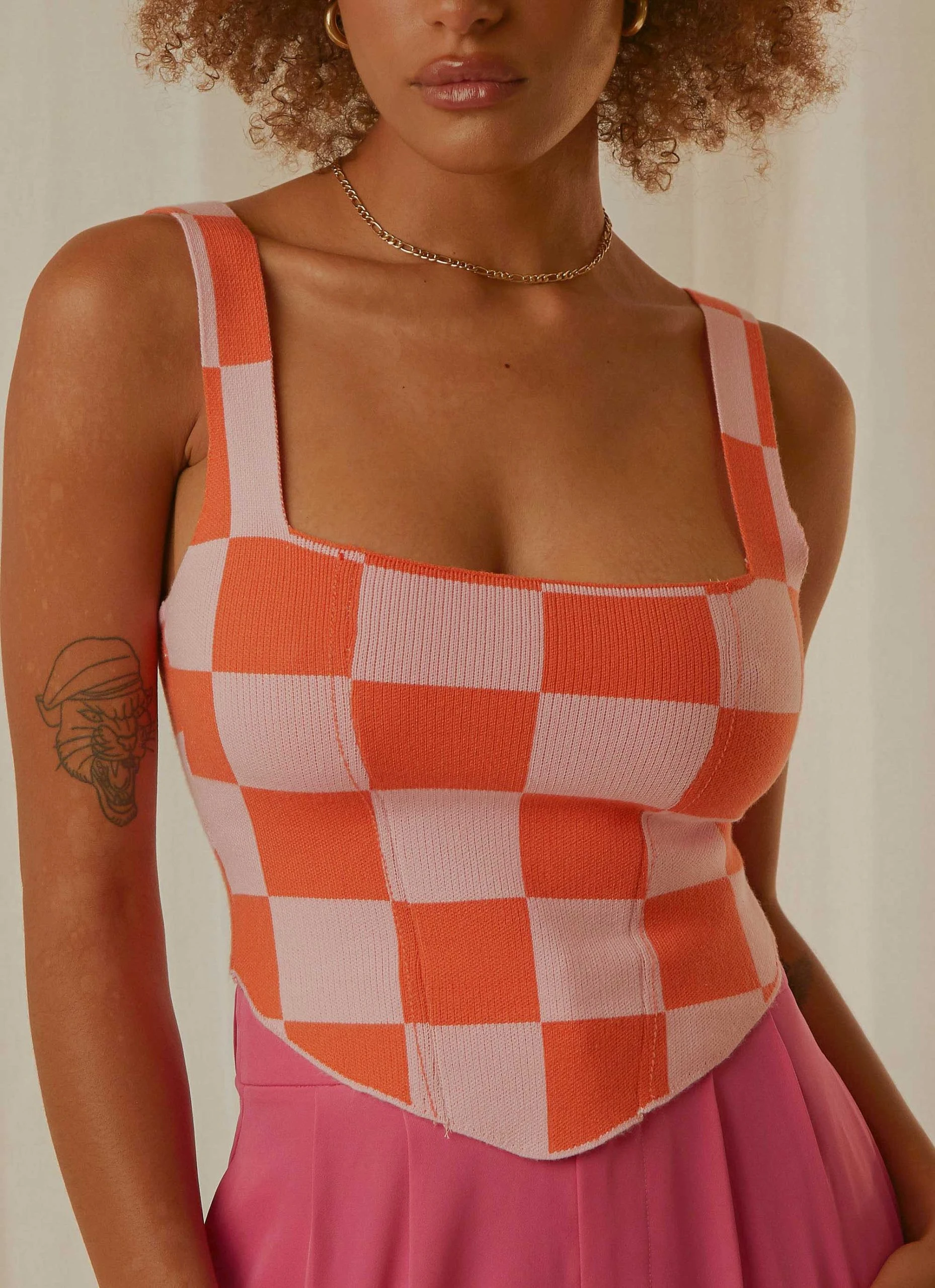 Peppermayo Exclusive Alfresco Nights Bustier Top - Pink Check 1 Peppermayo Exclusive Alfresco Nights Bustier Top - Pink Check
