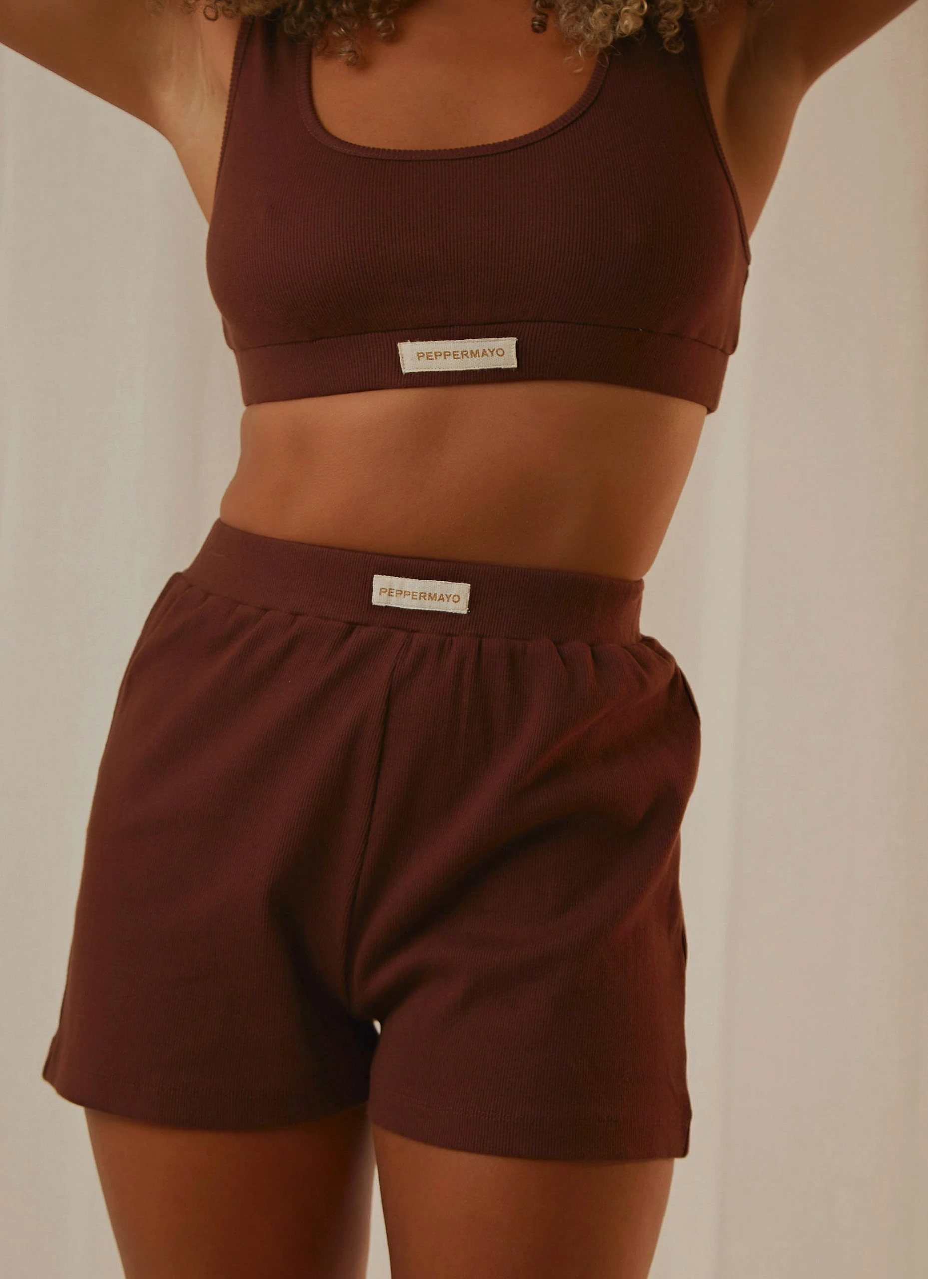 Peppermayo Exclusive PM Basic Organic Cotton Shorts - Choc Brown 4 Peppermayo Exclusive PM Basic Organic Cotton Shorts - Choc Brown - Image 4