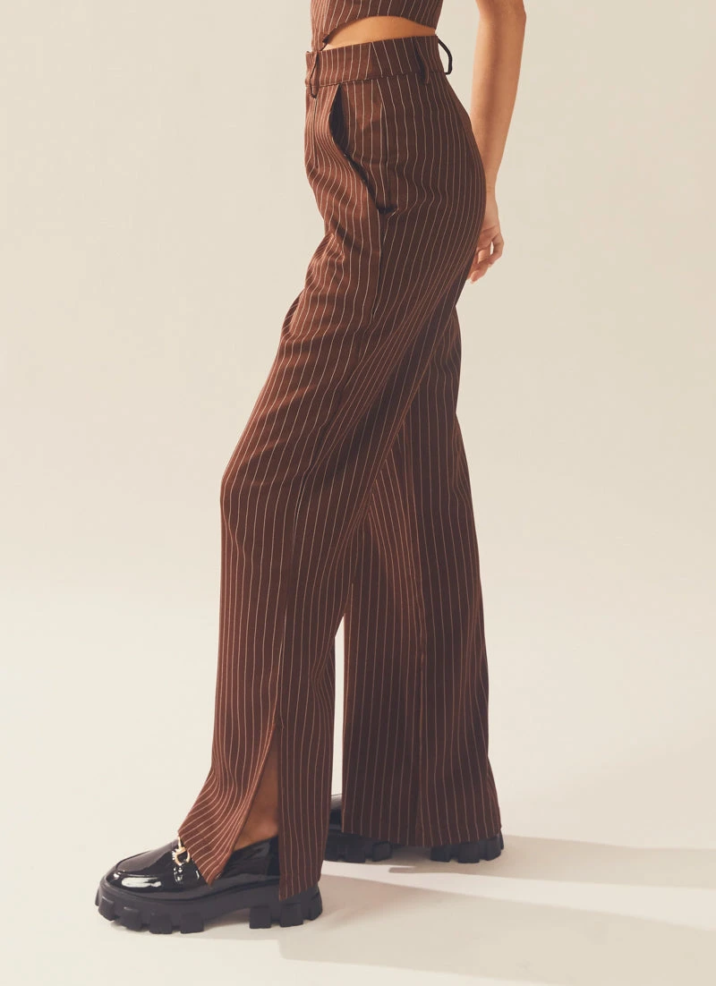 Peppermayo Exclusive Talula Pinstripe Pants - Chocolate 4 Peppermayo Exclusive Talula Pinstripe Pants - Chocolate - Image 4