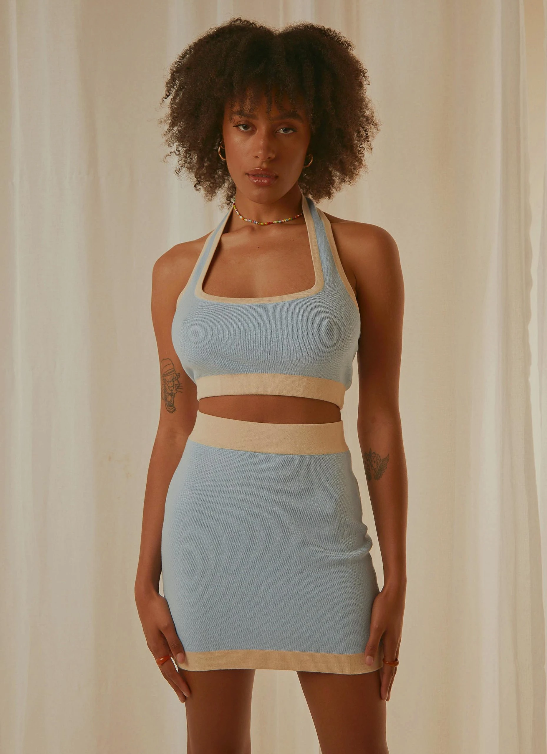 Peppermayo Exclusive Sunday Morning Knit Mini Skirt - Baby Blue 3 Peppermayo Exclusive Sunday Morning Knit Mini Skirt - Baby Blue - Image 3