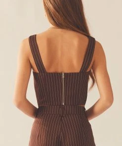 Peppermayo Exclusive Talula Pinstripe Bustier - Chocolate -Peppermayo cloth-shop dedbd942b292499e83946b045d0b6c08