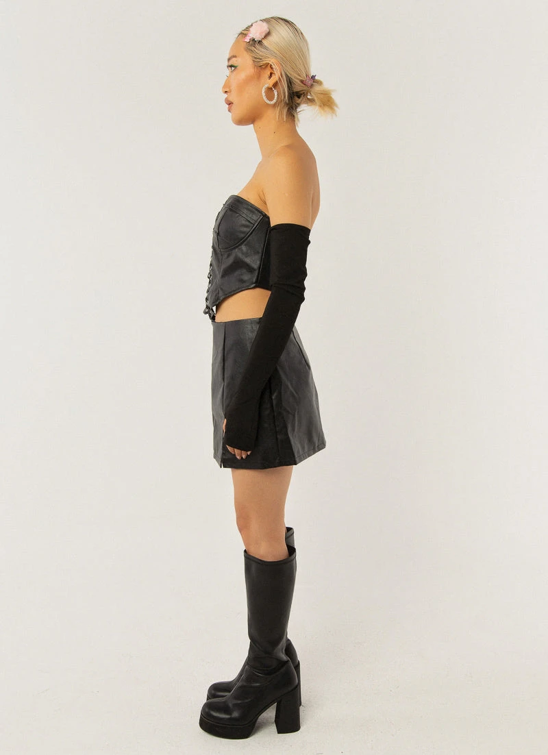 Peppermayo Exclusive Change Of Tune PU Skirt - Black PU 5 Peppermayo Exclusive Change Of Tune PU Skirt - Black PU - Image 5