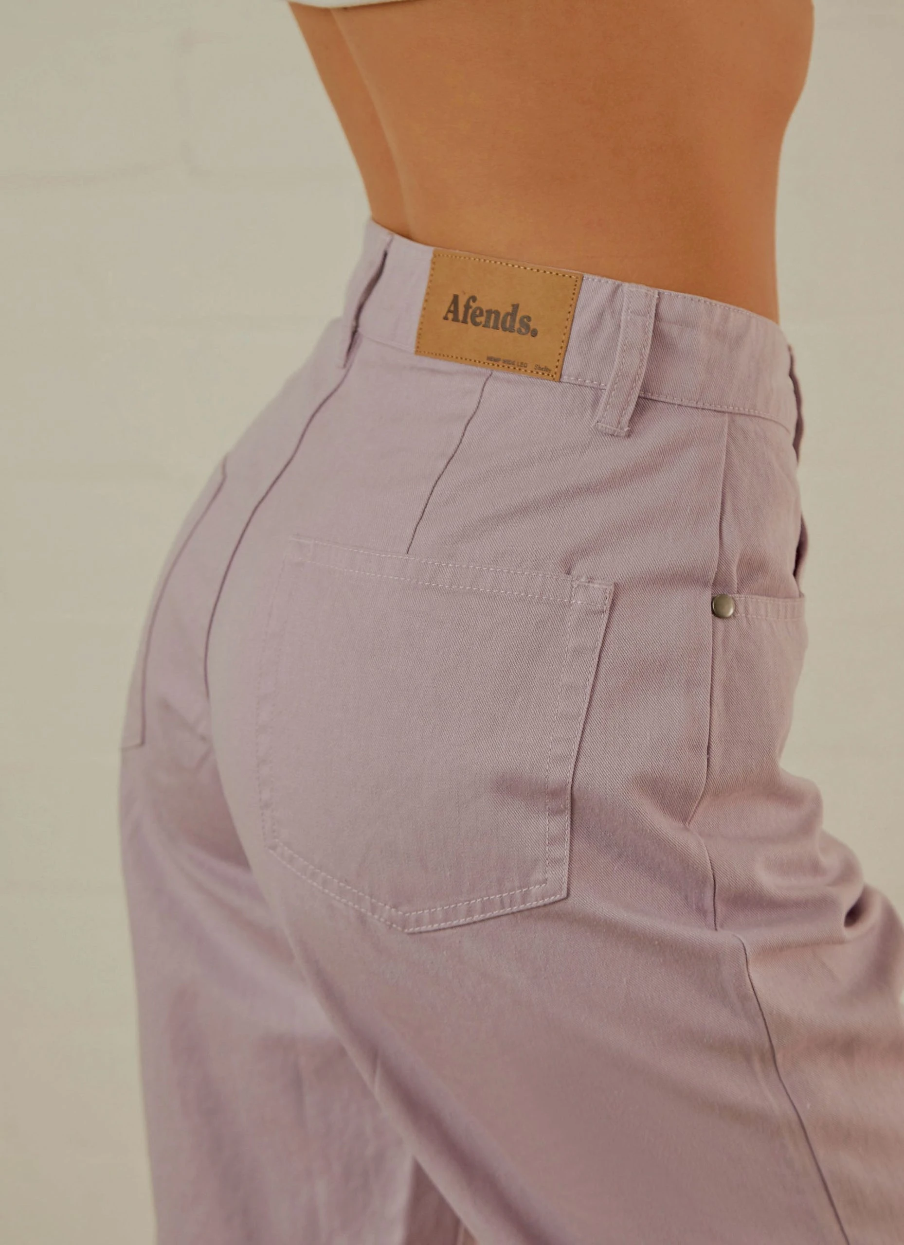 Afends Shelby Hemp Twill Wide Leg Pant - Lilac 4 Afends Shelby Hemp Twill Wide Leg Pant - Lilac - Image 4